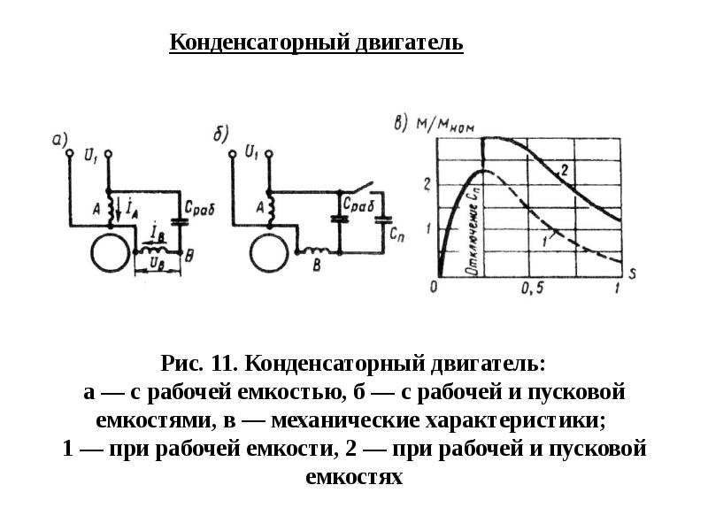 Схема конденсаторного двигателя 220