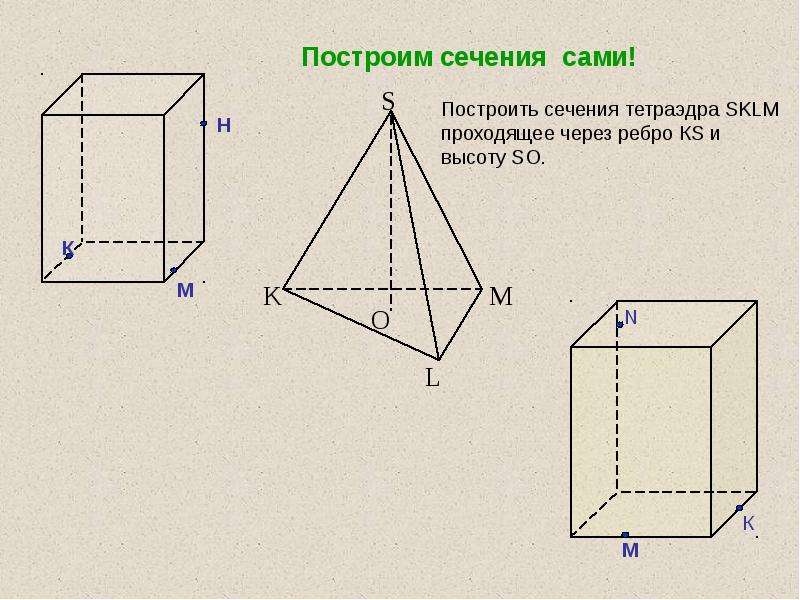 Презентация построение сечений 10 класс атанасян тетраэдр и параллелепипед