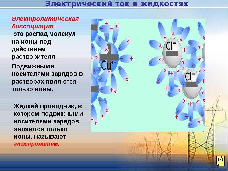 Презентация эл ток в жидкостях 10 класс