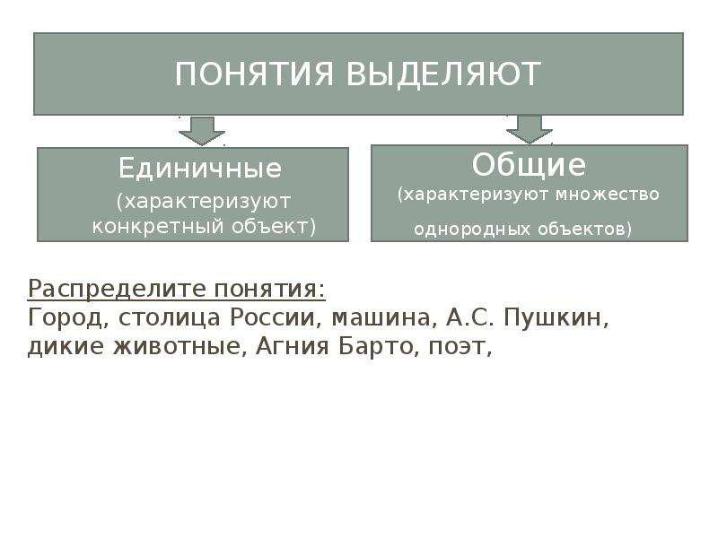 Понятие г. Единичные понятия. Общее понятие единичное понятие. Общие и единичные объекты. Выдели Общие и единичные понятия.