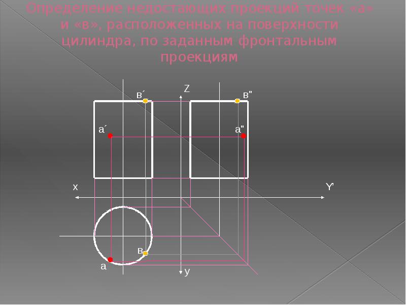 Построить недостающие проекции точек