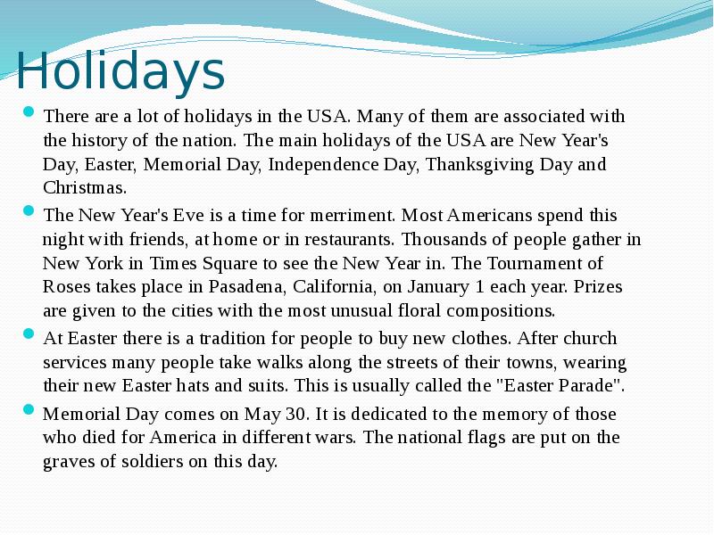 My holidays were перевод. USA National Holidays. Holidays in the USA презентация. Презентация .National Holidays. Holiday текст.