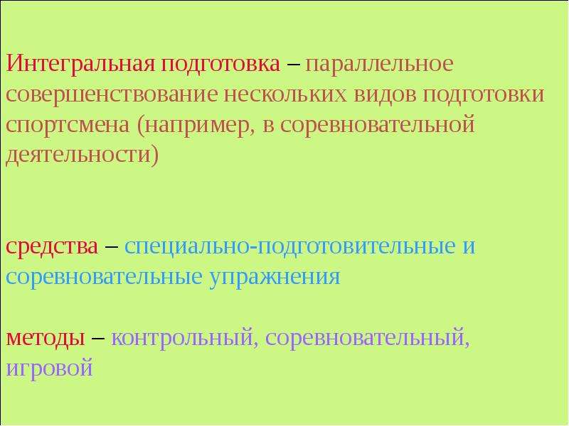 Система подготовки спортсмена это. Интегральная подготовка. Методы интегральной подготовки. Виды подготовки спортсмена. Соревновательный метод в подготовке спортсмена.