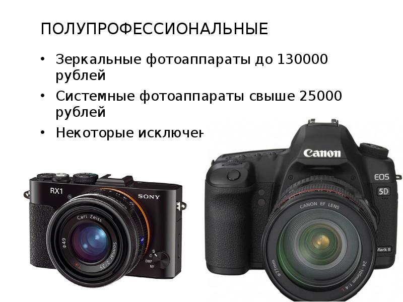 Виды фотоаппаратов и их различия презентация