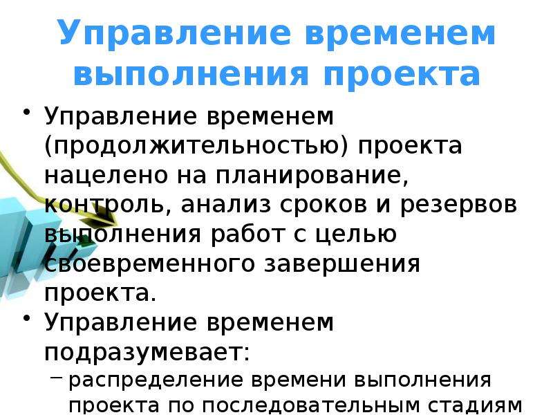 Управление исполнением. Управление временем проекта презентация. Планирование проекта нацелено. Цели управления по продолжительности времени. Выполнение проекта завершается.