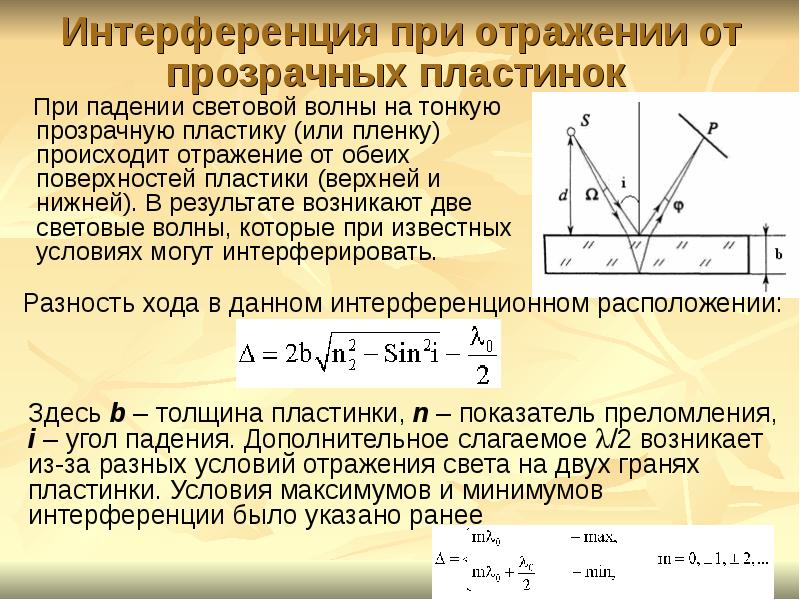 Каковы отличия интерференционных картин полученных в отраженном и проходящем свете