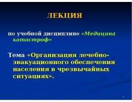Организация лечебноэвакуационного обеспечения населения в чрезвычайных ситуациях
