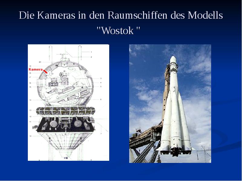 Die Kameras in den Raumschiffen des Modells "Wostok "