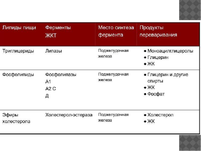 Проанализируйте таблицу липиды