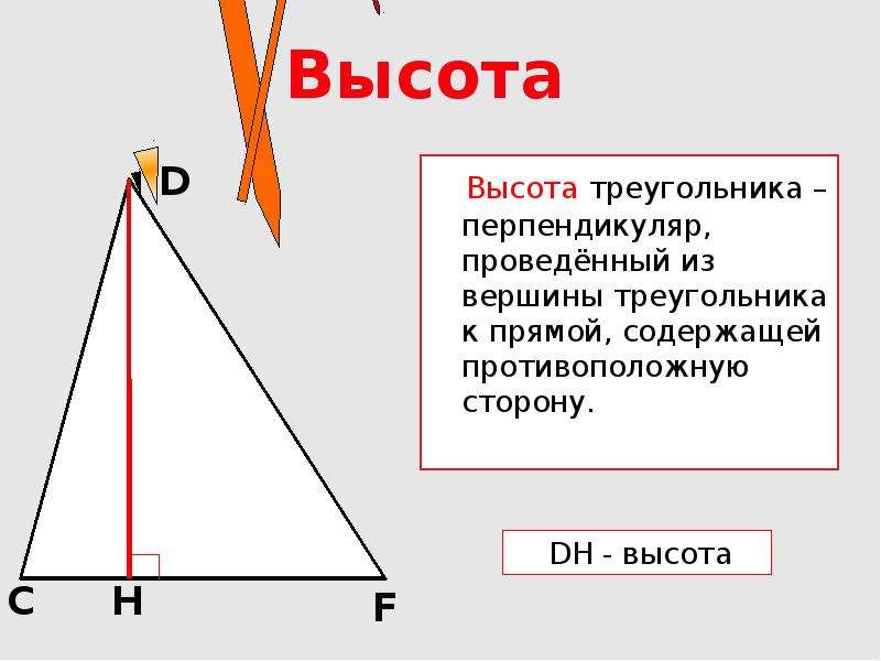 Свойство высоты треугольника проведенной из вершины