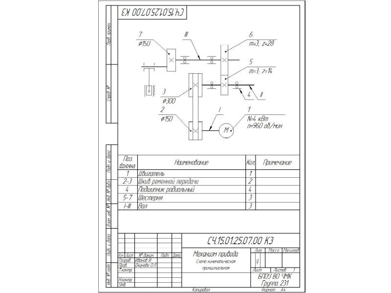 Графическая работа схема кинематическая принципиальная