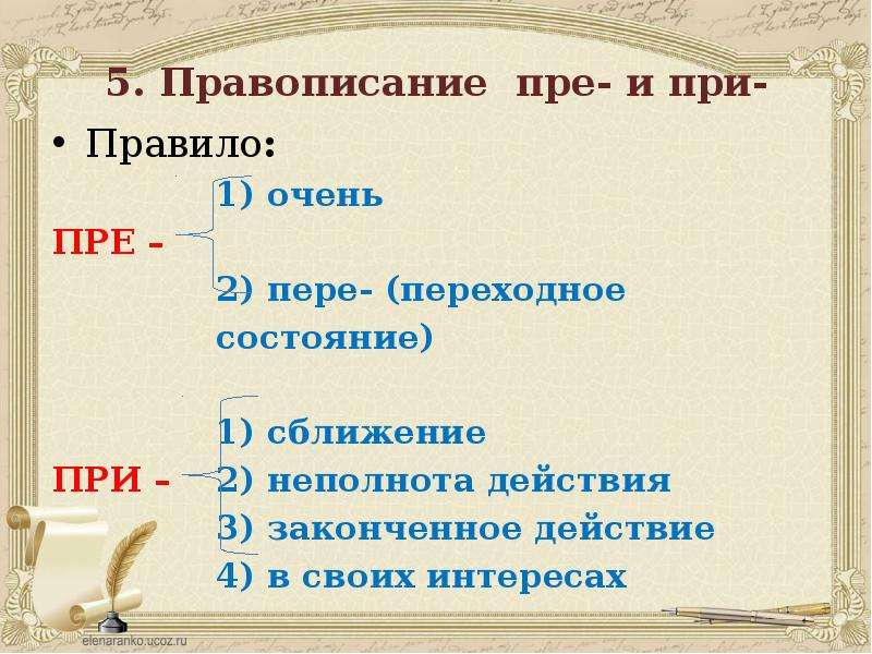 Когда пишется пре. Правописание пре при. Правило написания пре и при.