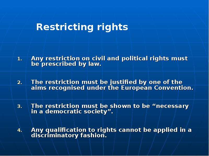 Civil and political rights. The rights Policy. Common and Civil Law Countries.