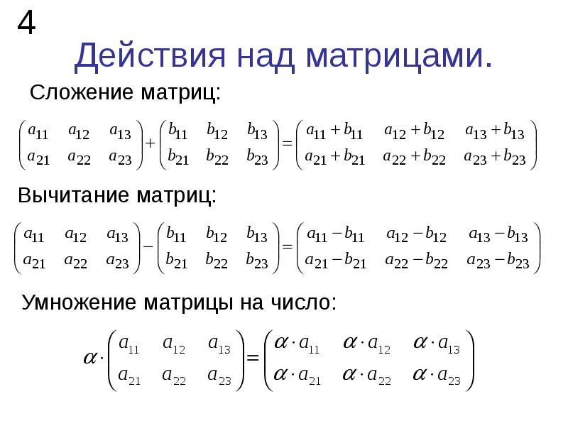 Действия над матрицами презентация