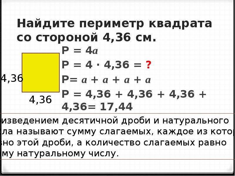 Периметр квадрата 36