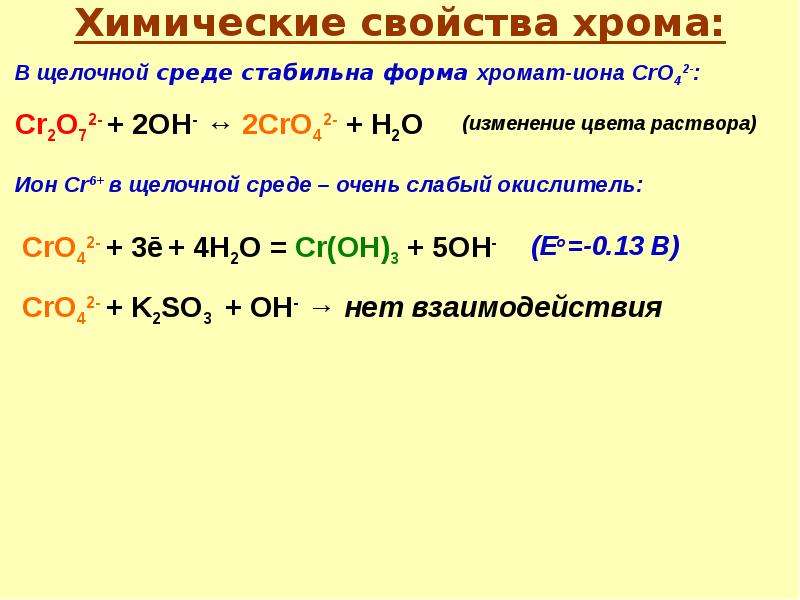 Хром презентация по химии 11 класс