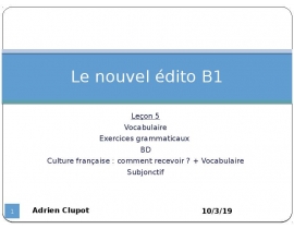 Vocabulaire. Exercices grammaticaux. Le nouvel édito B1. Leçon 5