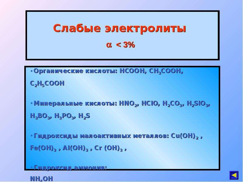 Даны электролиты. Органические кислоты слабые электролиты. Сильные органические кислоты. HCOOH слабый электролит. Слабые кислоты электролиты 3.