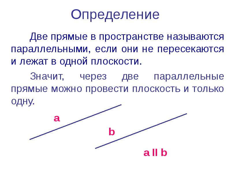 Дайте определение параллельных прямых выполните чертеж