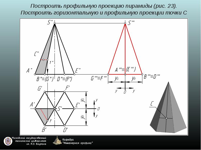 Проецирование пирамида чертеж в системе прямоугольных проекций