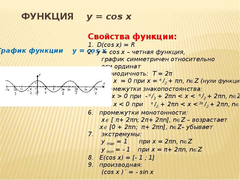 Свойства функции у cos x. Свойства Графика функции синус. Свойство тригонометрических функций y sin x. Тригонометрические функции y cosx график и свойства. Основные свойства тригонометрических функций y=cos x.