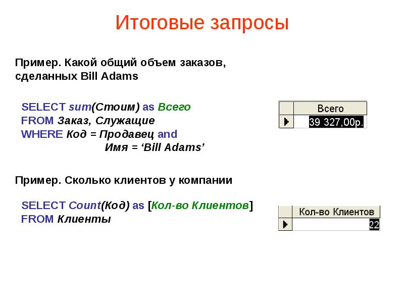 Презентация язык запросов