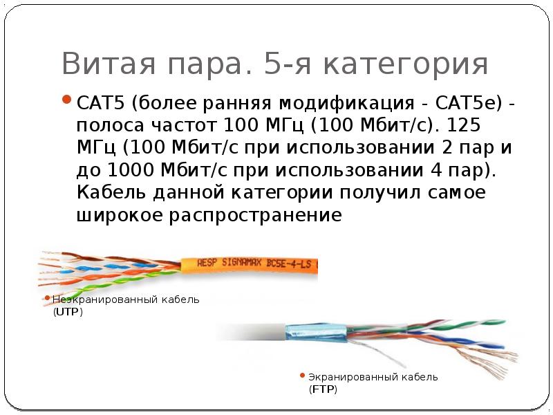 Категории витых пар