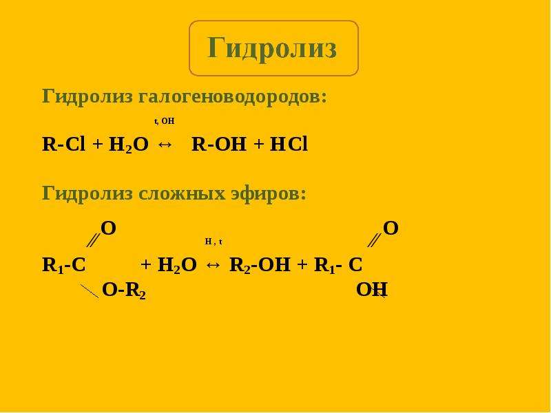 Водный гидролиз. Гидролиз галогеноводородов. Разложение галогеноводородов. Разложение сложных эфиров. Реакция гидролиза характерна для.