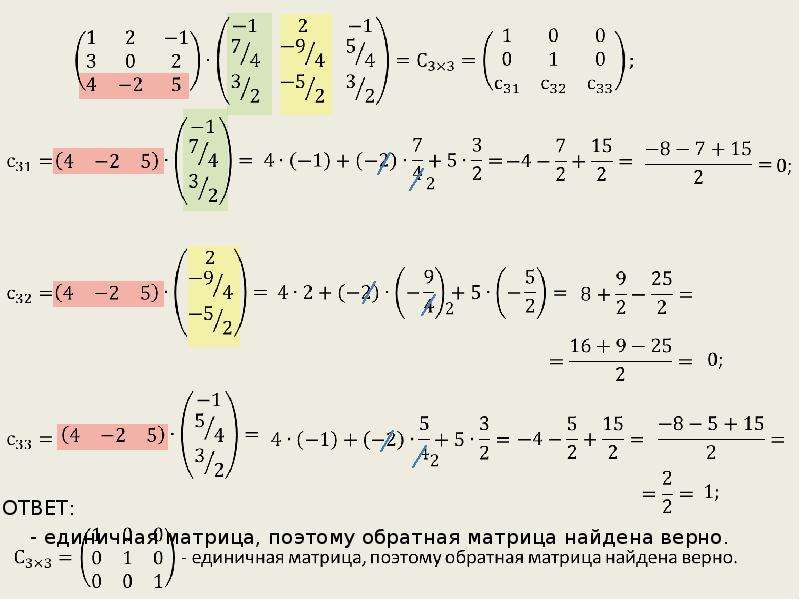 Нахождение обратной матрицы презентация - 96 фото