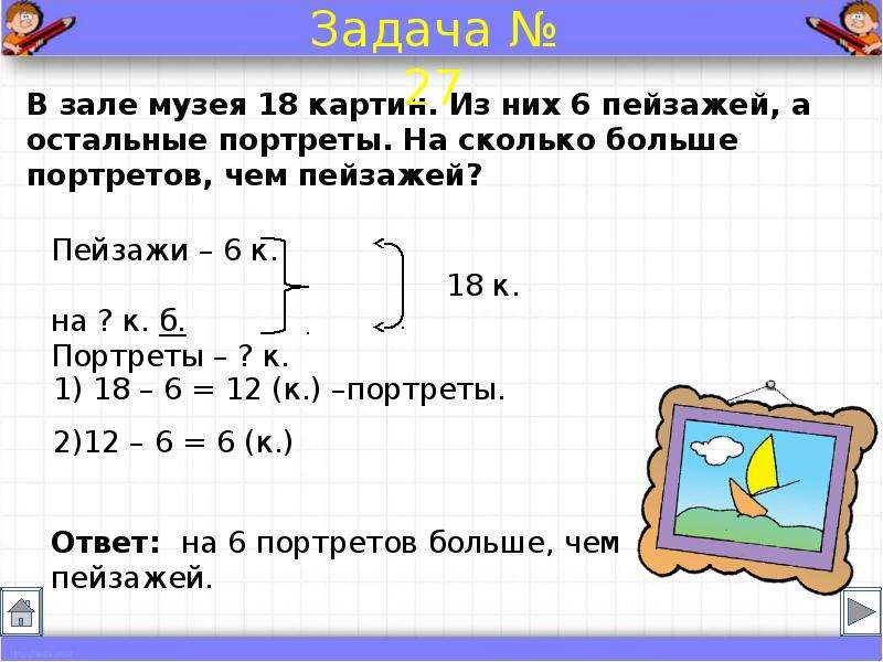 Образец краткой записи задачи в 1 классе