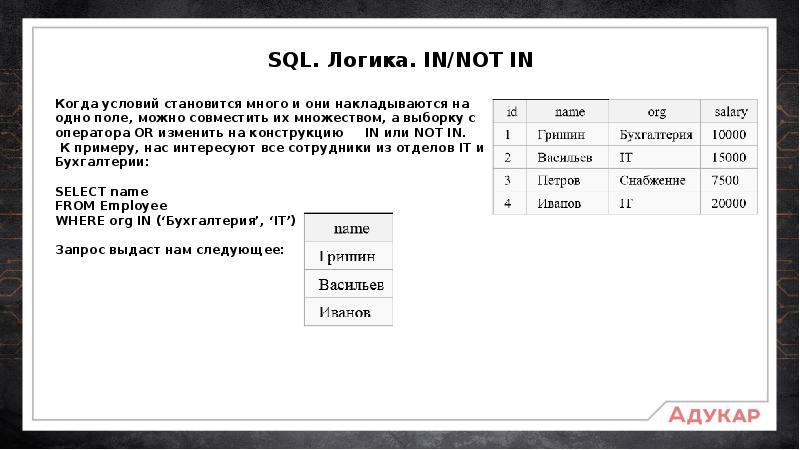 Логический запрос. Логические операторы SQL. Или в SQL запросе. Логические операции SQL. Логические условия SQL.