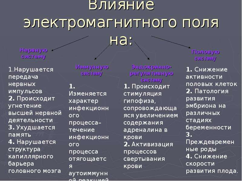 Действие электромагнитных полей на человека презентация