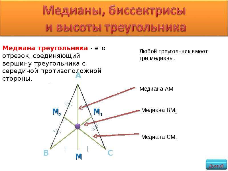 Высота треугольника совпадающая с биссектрисой. Медиана треугольника чертеж. Что такое Медиана треугольника треугольника. ОСТРОУГОЛЬНИК С медианами.