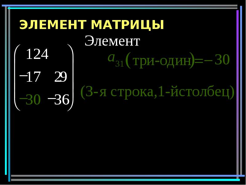 Соответствующие элементы матрицы