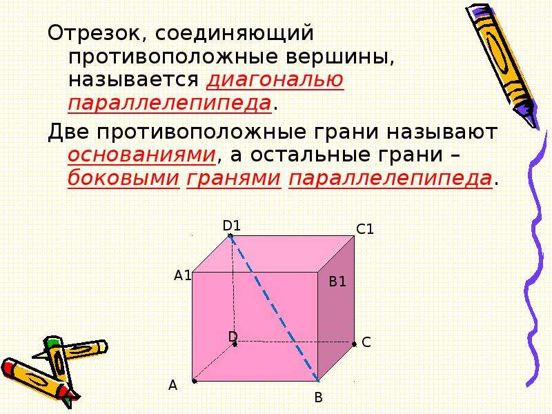 Тетраэдр и параллелепипед. Противоположные вершины параллелепипеда. Отрезок соединяющий противоположные вершины. Отрезок, соединяющий противоположные вершины в параллелепипеде.. Противоположные вершины прямоугольника.