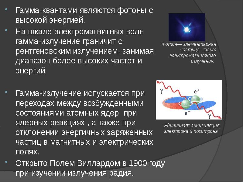 Что глядя на рисунок можно сказать про гамма излучение