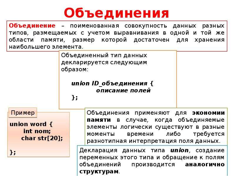 Объединение структур