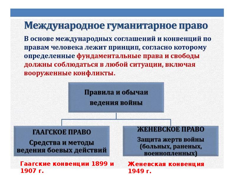 Гуманитарное право план