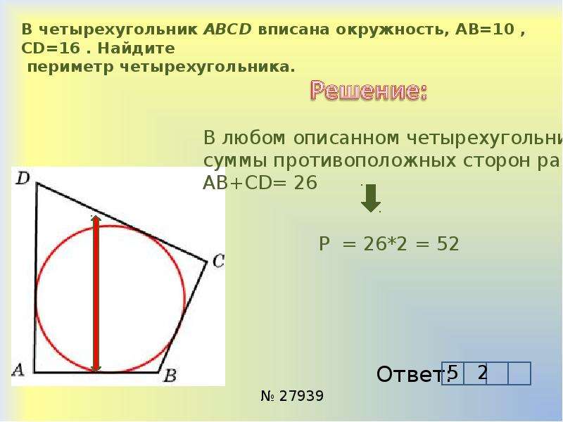 В любом описанном четырехугольнике суммы. Четырехугольник вписанный в окружность. Вписанные и описанные Четырехугольники. Вписанная и описанная окружность. Четырёхугольник ABCD вписан в окружность.