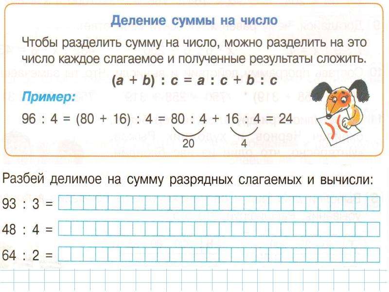 Деление суммы на число 3 класс презентация