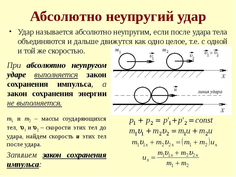 Энергия механического удара. Импульс тел при неупругом ударе формула. Прямой неупругий удар двух шаров. Уравнение сохранения импульса при абсолютно неупругом ударе. Неупругое соударение формула.