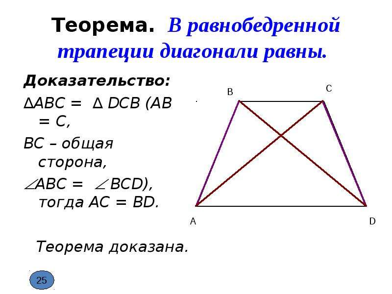 Равнобедренная трапеция двумя диагоналями