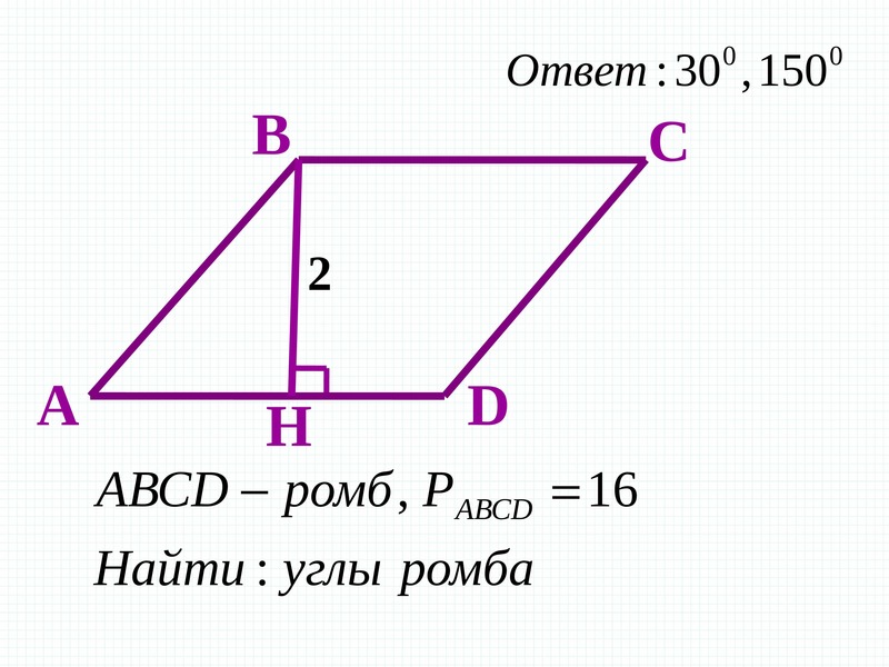 Площадь ромба чертеж