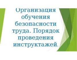 Организация обучения безопасности труда. Порядок проведения инструктажей