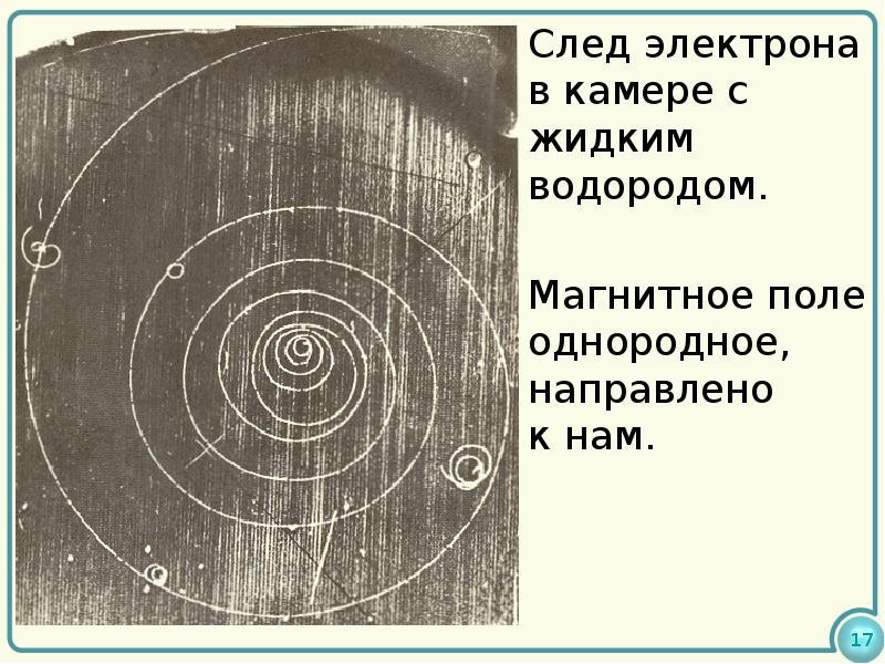 На рисунке 226 в дана фотография трека электрона в пузырьковой камере находившейся