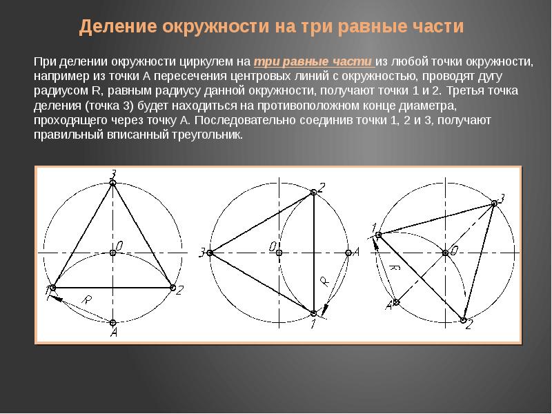 Круг разделить на 3 равных части фото