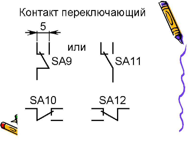 Контакт замыкающий на схеме