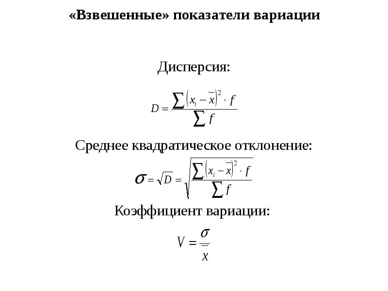 Показатели вариации характеристика