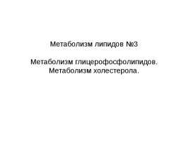 Метаболизм липидов. Метаболизм глицерофосфолипидов и холестерола. (Лекция 3)