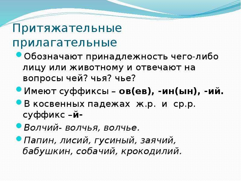 Урок 133 притяжательные прилагательные 3 класс школа 21 века презентация